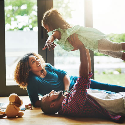 Young family playing together