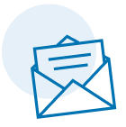 Icon illustration of an open envelope with a letter sticking out